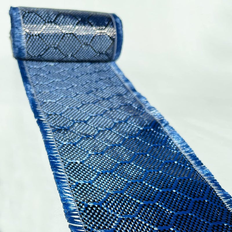KARBXON - 4 in x 10 ft – Beehive Weave - Carbon Fiber Aramid Fabric - Blue - 3K - 240g/meter - Beehive Weave - 4” Wide Hemmed Fabric for Repair, DIY Projects (10, Ft) - Image 3
